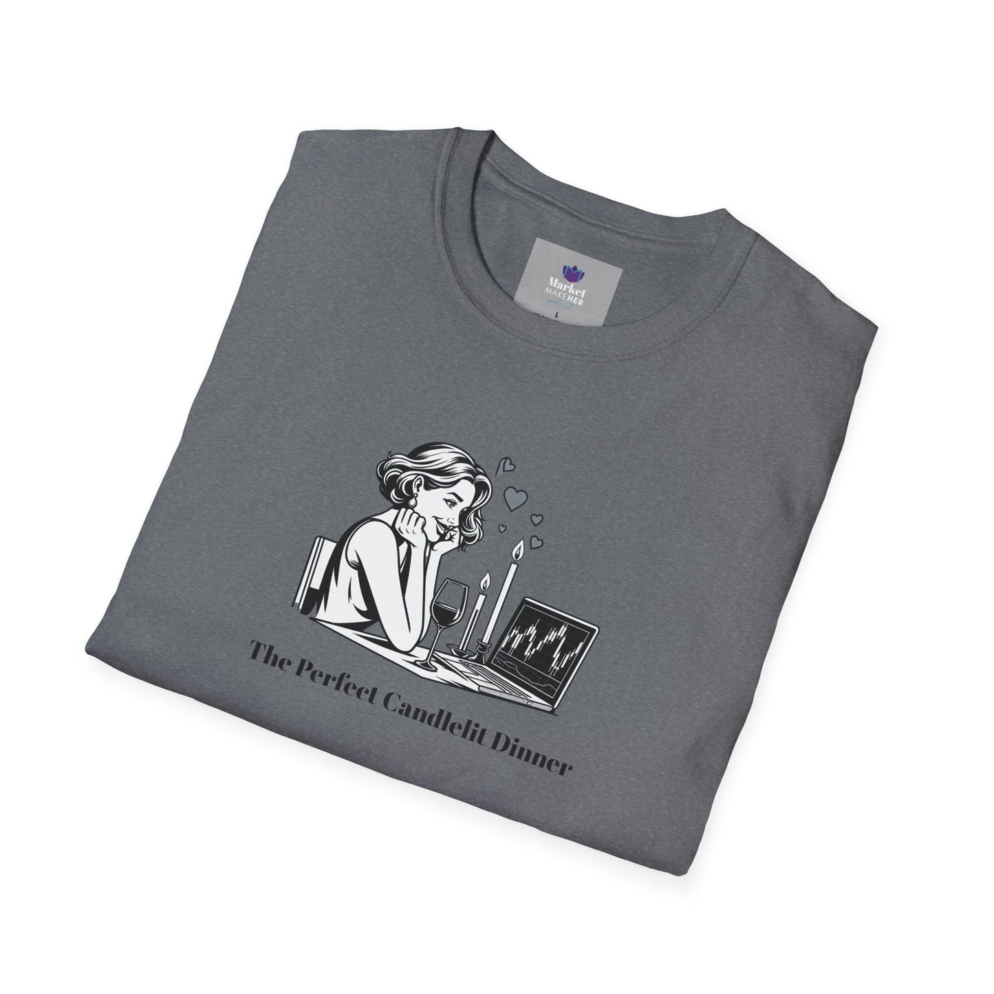 "The Perfect Candlelit Dinner" Finance T-Shirt by Jess Inskip - Unisex Soft Cotton Tee