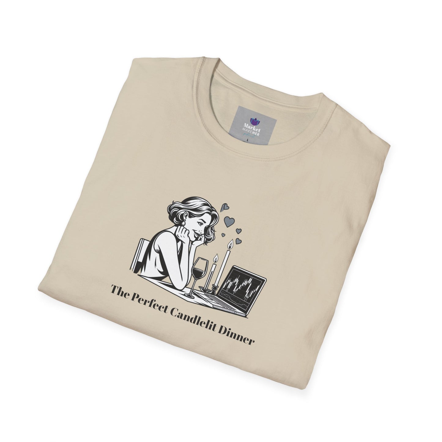 "The Perfect Candlelit Dinner" Finance T-Shirt by Jess Inskip - Unisex Soft Cotton Tee