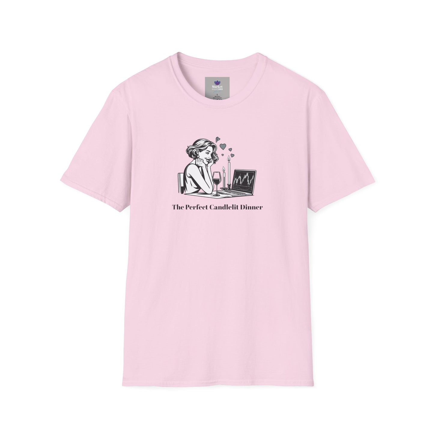 "The Perfect Candlelit Dinner" Finance T-Shirt by Jess Inskip - Unisex Soft Cotton Tee