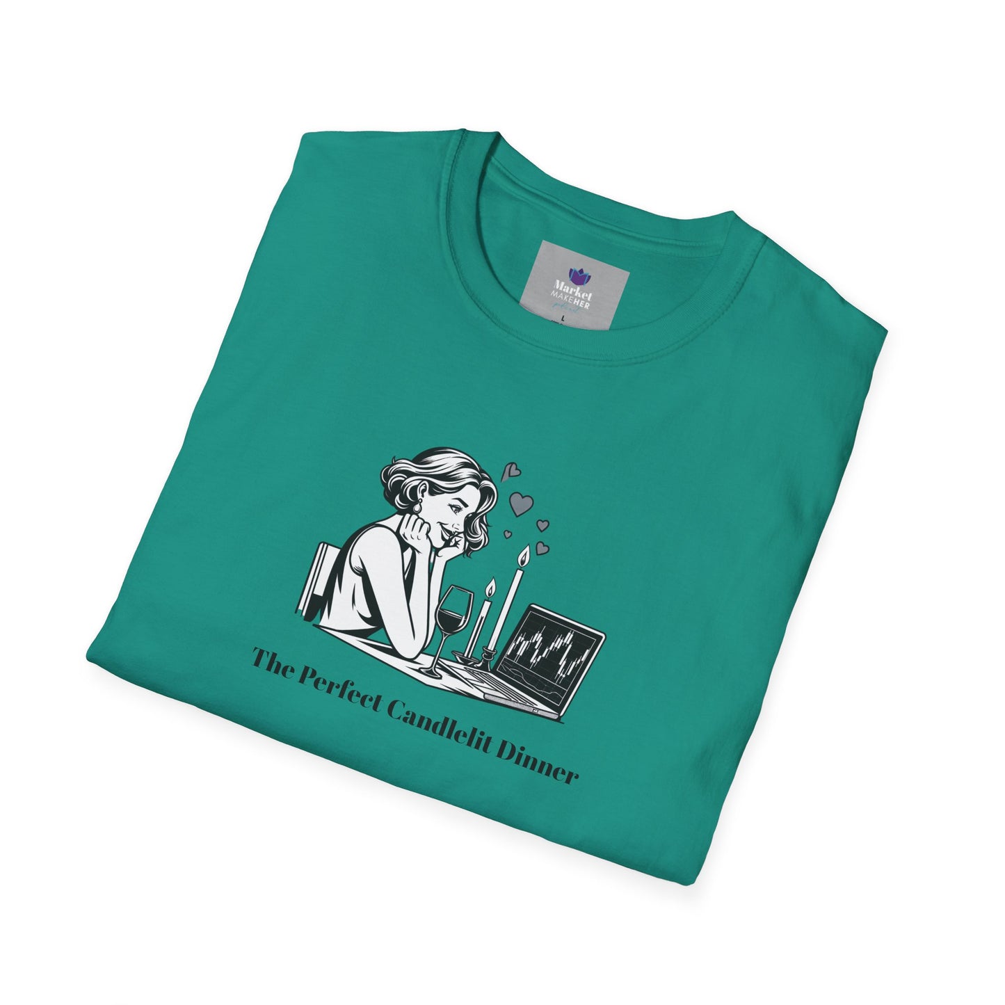 "The Perfect Candlelit Dinner" Finance T-Shirt by Jess Inskip - Unisex Soft Cotton Tee