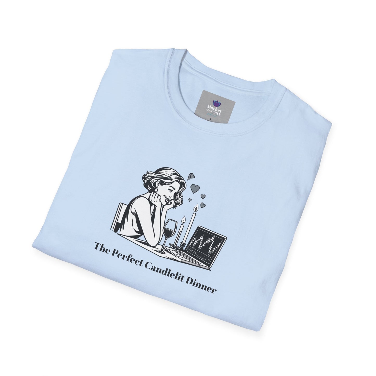 "The Perfect Candlelit Dinner" Finance T-Shirt by Jess Inskip - Unisex Soft Cotton Tee
