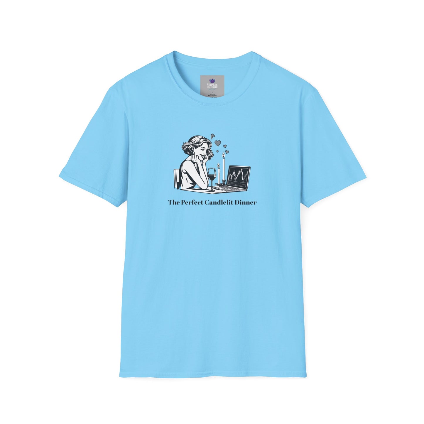 "The Perfect Candlelit Dinner" Finance T-Shirt by Jess Inskip - Unisex Soft Cotton Tee