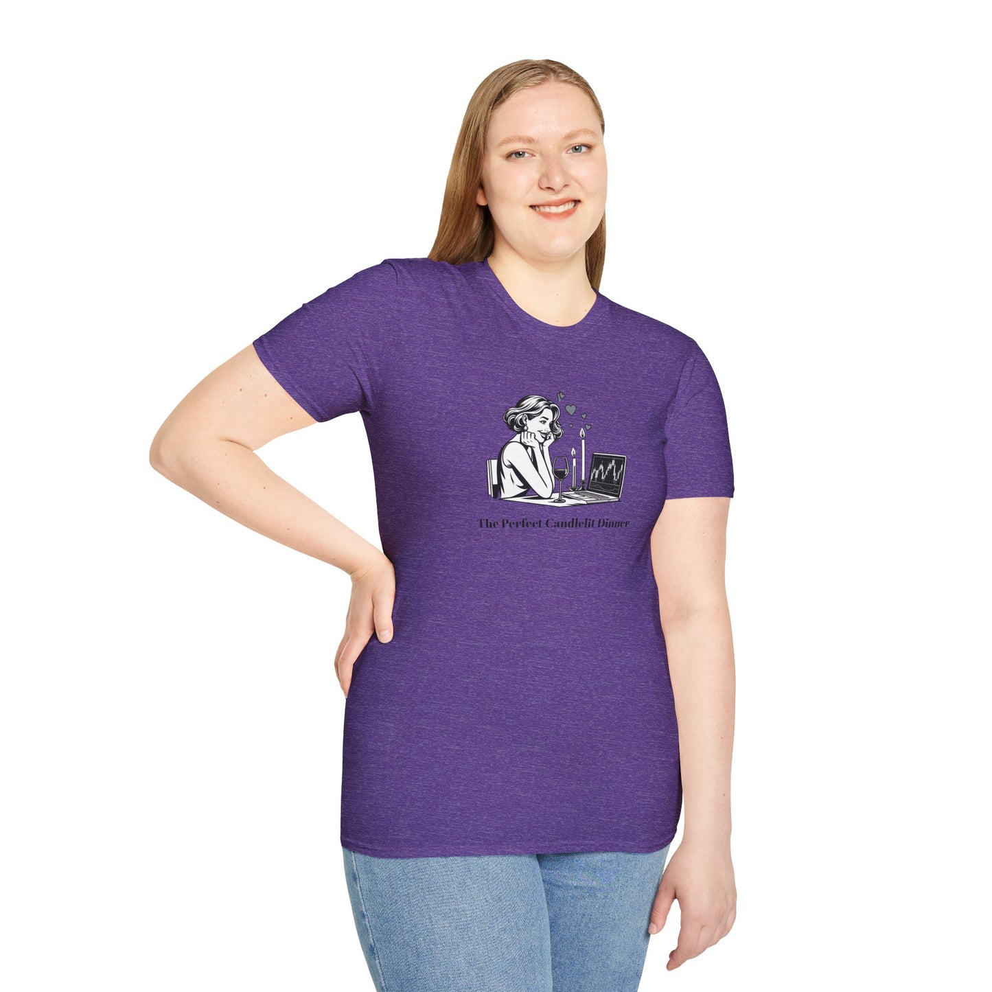 "The Perfect Candlelit Dinner" Finance T-Shirt by Jess Inskip - Unisex Soft Cotton Tee