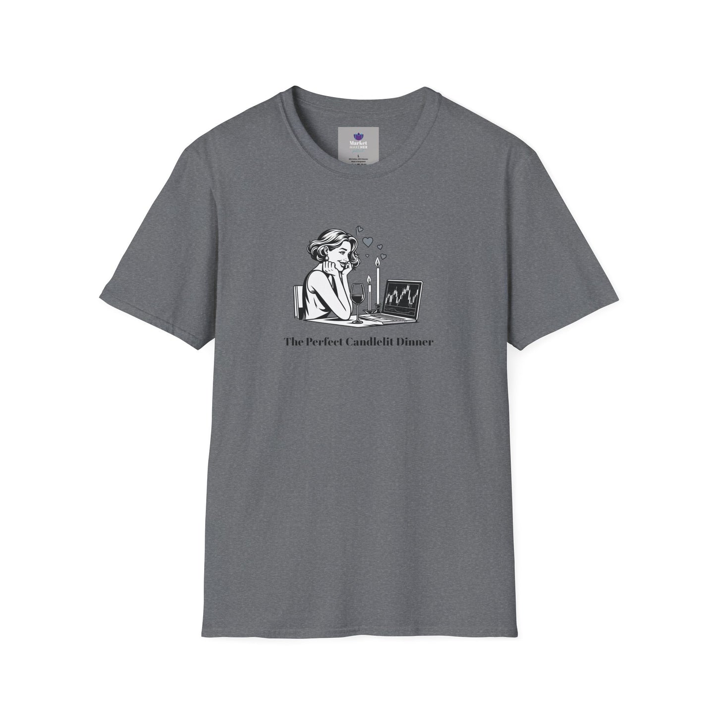 "The Perfect Candlelit Dinner" Finance T-Shirt by Jess Inskip - Unisex Soft Cotton Tee