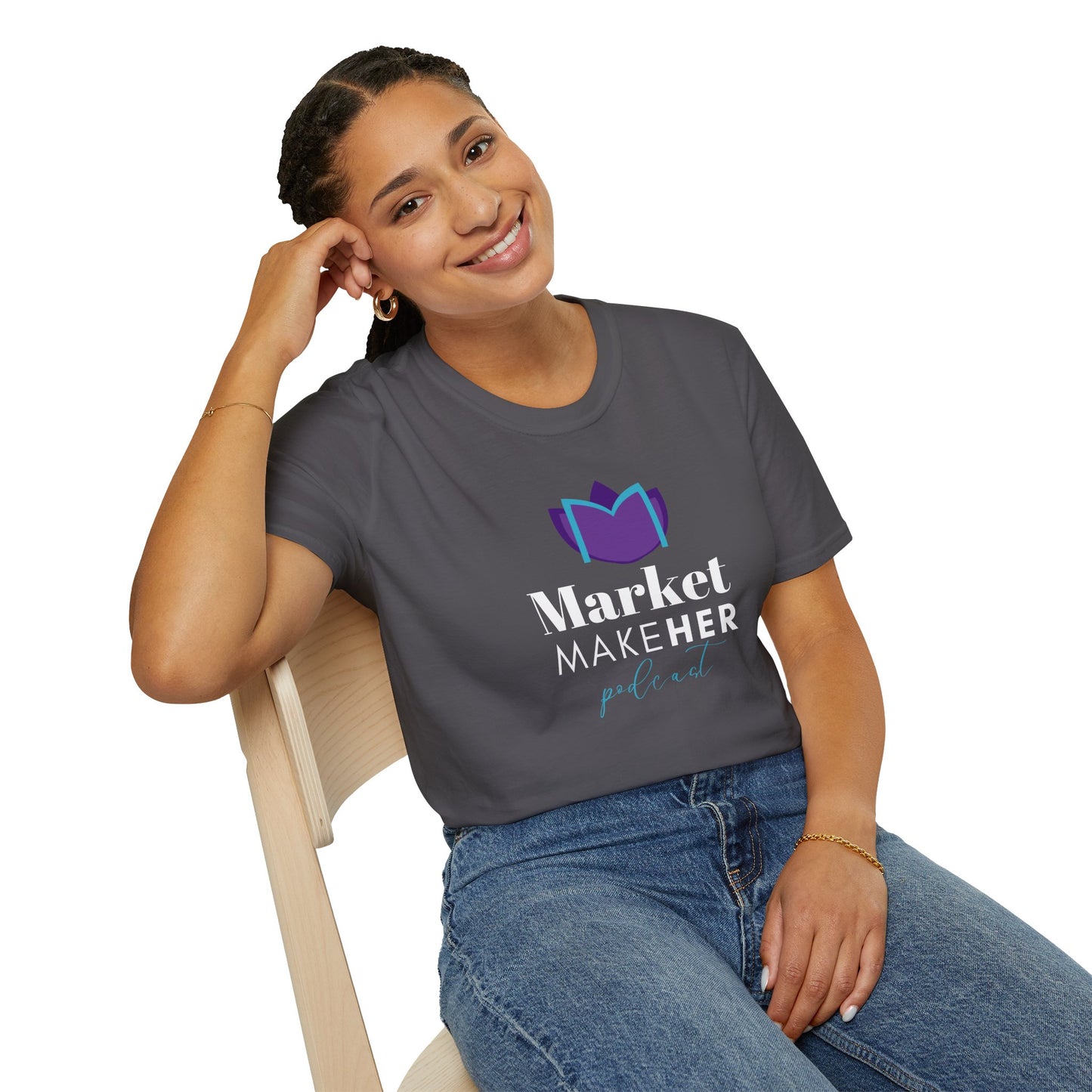 Logo Unisex T-Shirt for Market MakeHER Podcast Fans, Brand Merch, Finance Apparel, Market MakeHer Tee