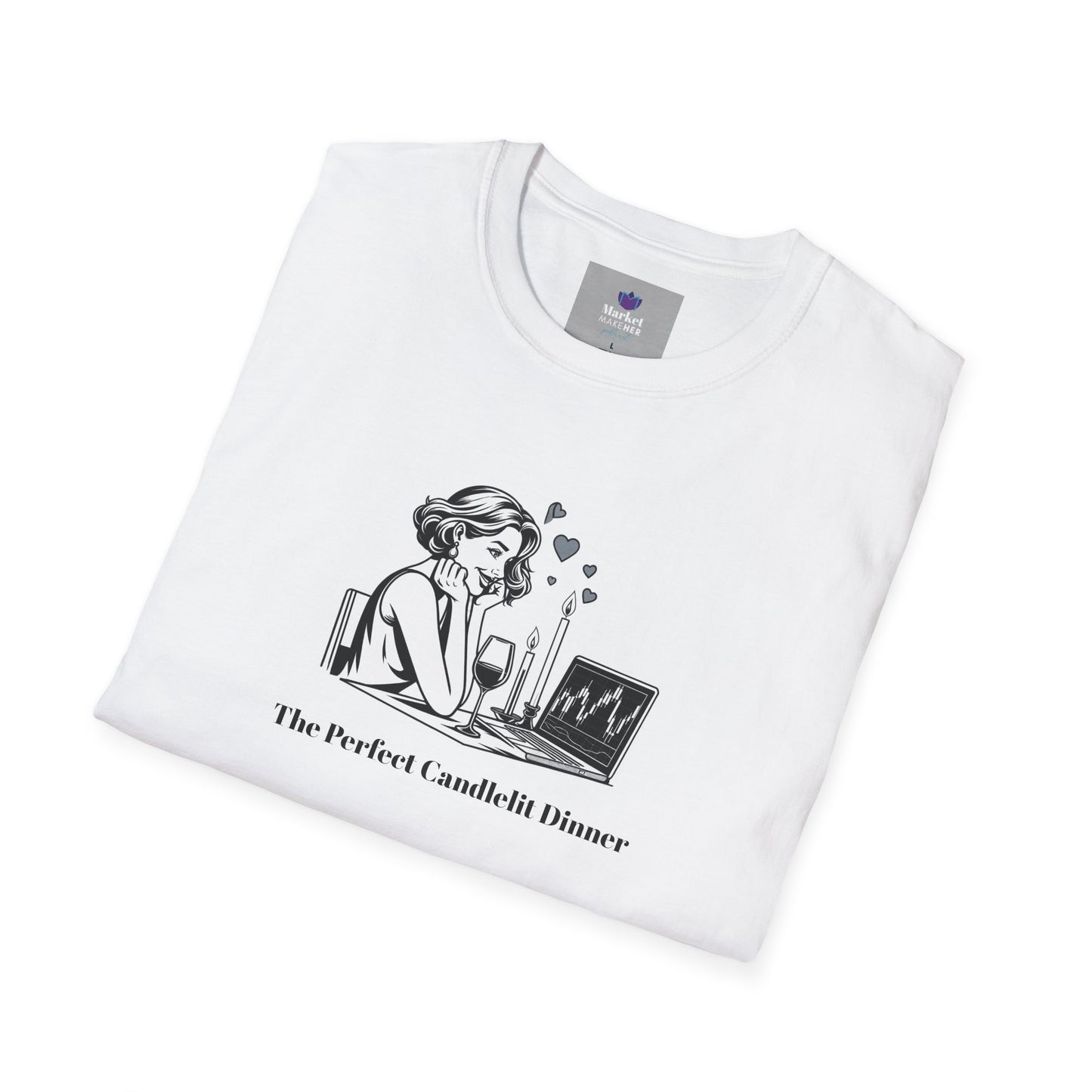 "The Perfect Candlelit Dinner" Finance T-Shirt by Jess Inskip - Unisex Soft Cotton Tee