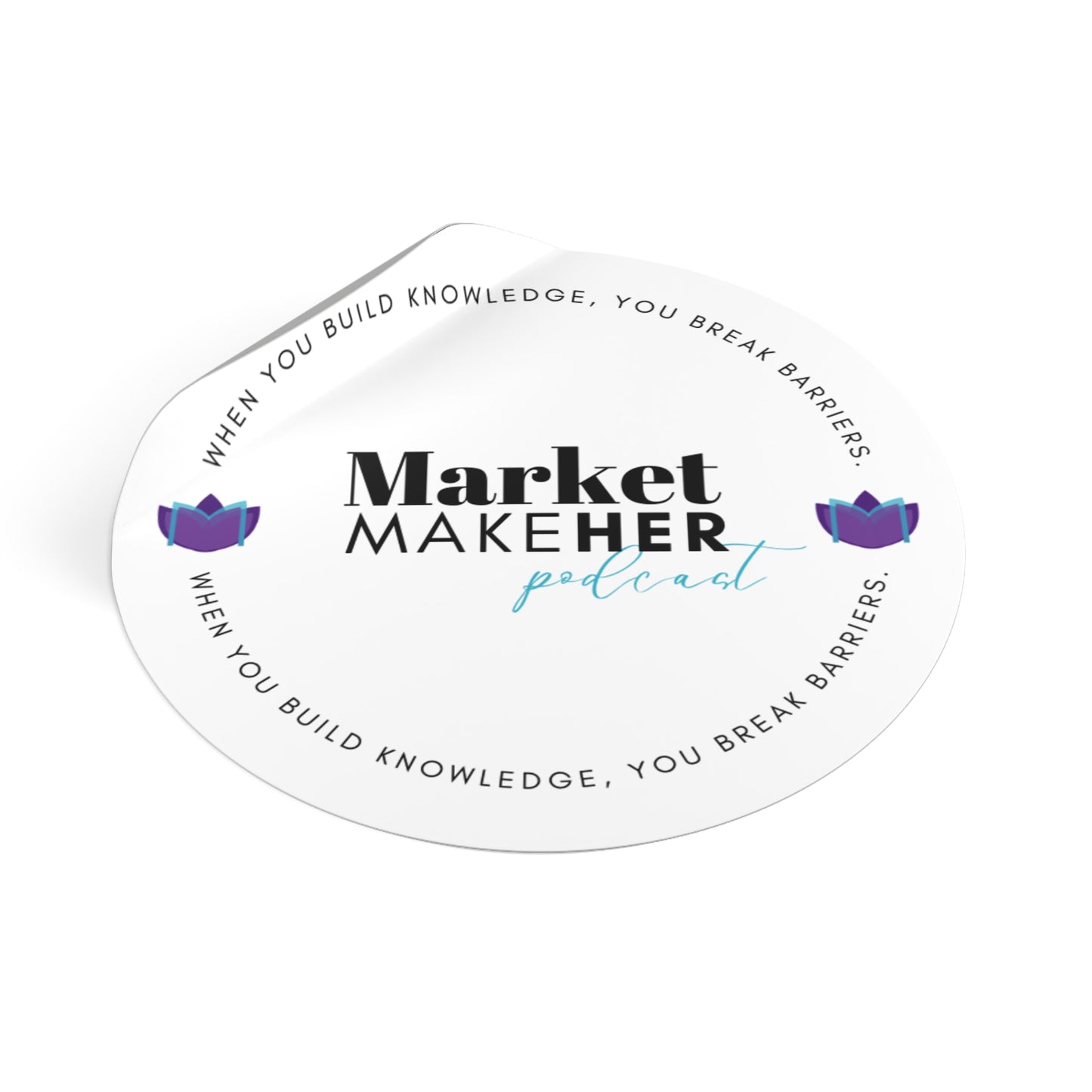 Market MakeHer Podcast Logo Round Vinyl Sticker