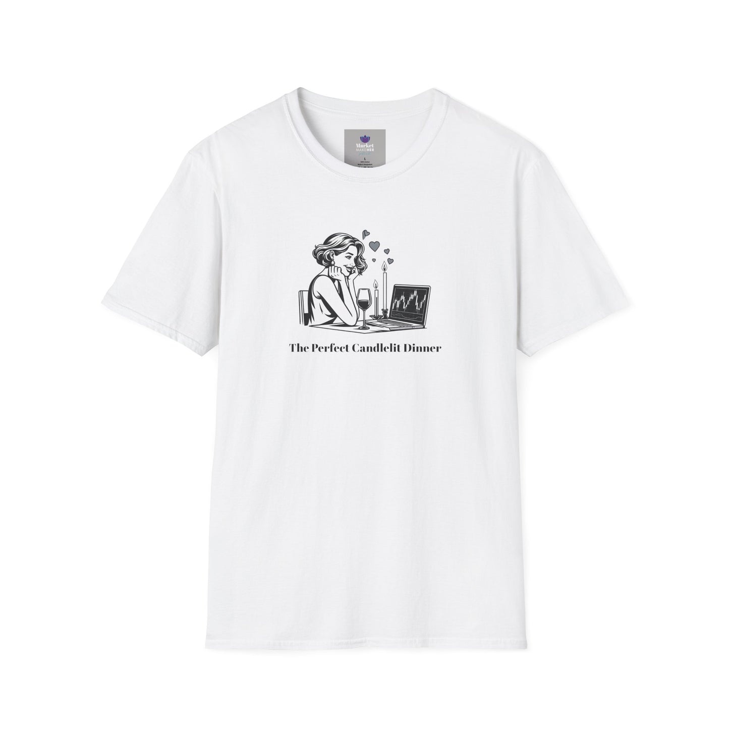 "The Perfect Candlelit Dinner" Finance T-Shirt by Jess Inskip - Unisex Soft Cotton Tee